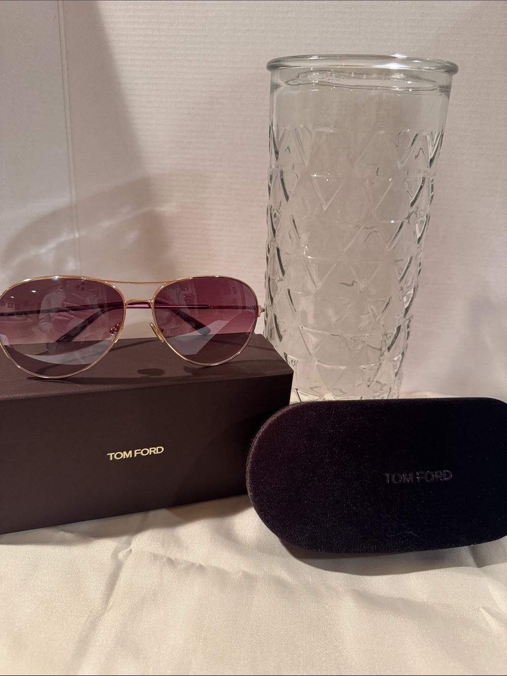 Tom Ford Gold Frame Sunglasses with Purple Gradient Lenses